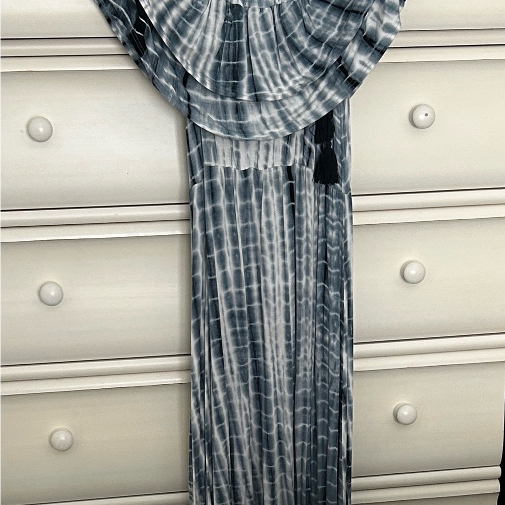 Miss Me Blue and White Tie-Dye Maxi Skirt